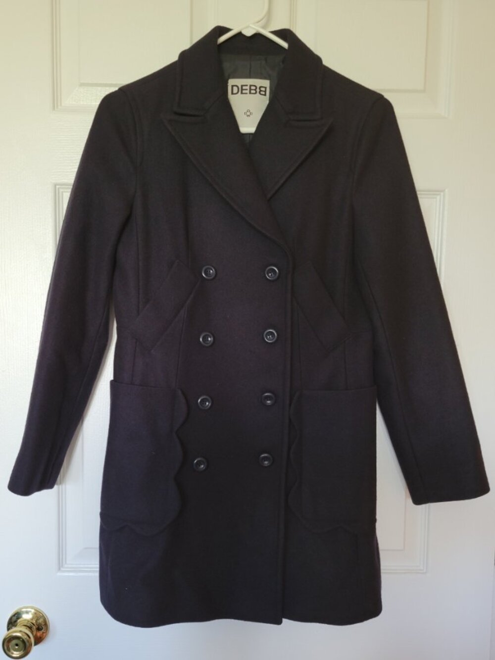 Andy & Debb Navy Wool Blend Double Breasted Peacoat